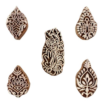 Set of 5 Piece New Mix Wooden Printing Blocks